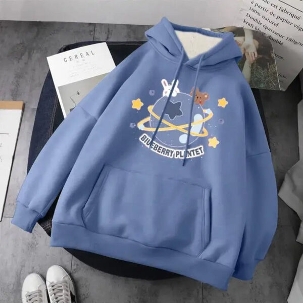 Cute Cartoon Printed Matching Couple Hoodie - Image 3