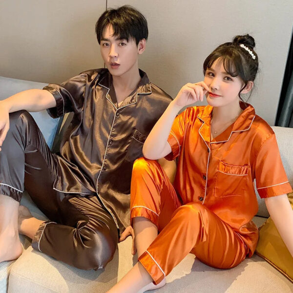 Satin Summer Lovers Pajamas Suit For Couples