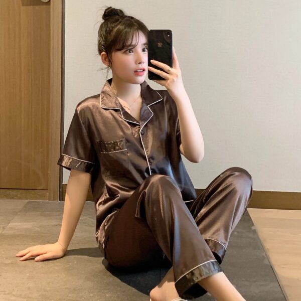 Satin Summer Lovers Pajamas Suit For Couples - Image 11