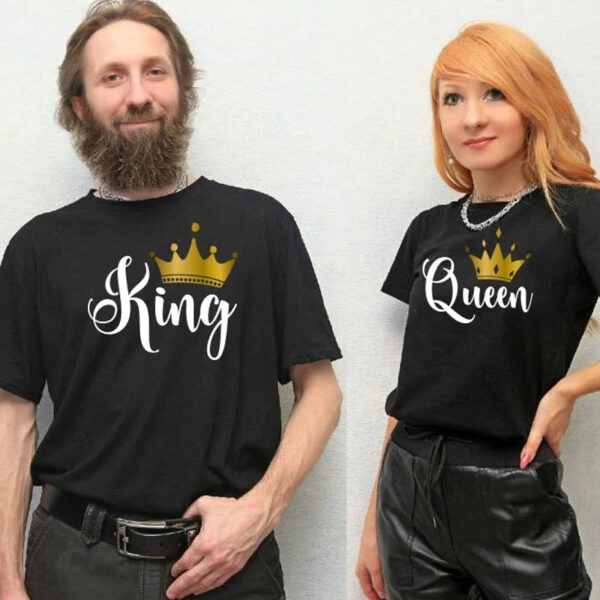 New King And Queen Casual Couples Tee Shirt - Image 2