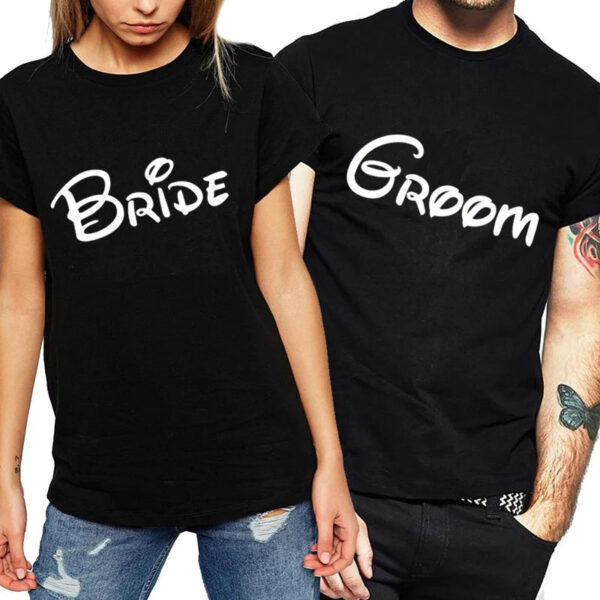 Groom And Bride Honeymoon Printed T-shirt - Image 2