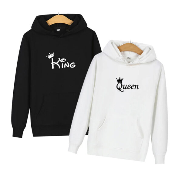 Women Men Sweatshirt Lovers Couples Hoodies Korean Style Casual Couple Wear Pullover Gift King and Queen Matching Couple Hoodies