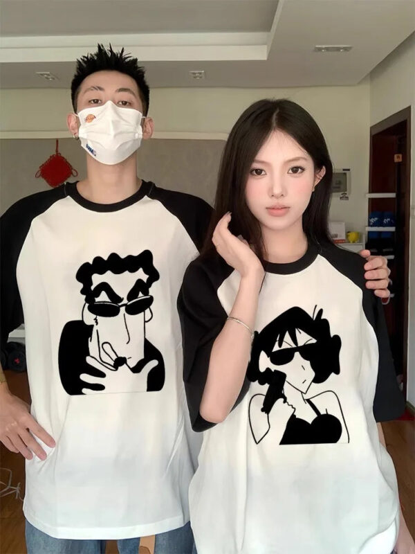 Casual Cotton Graphic Tees For Couples - Image 3