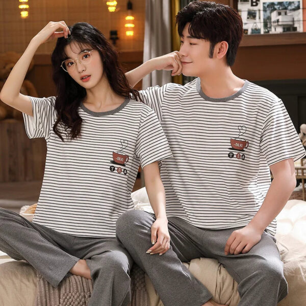 Short Sleeve Pajamas Cartoon Couple Suit - Image 2