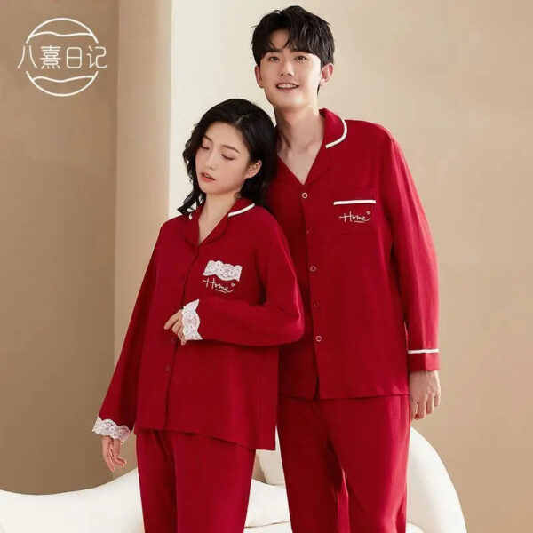 Comfy Cotton Couple Pajamas Suit - Image 9