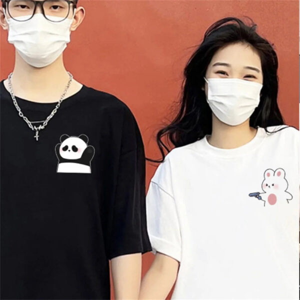 Cartoon Panda Print Couple T-shirt - Image 4