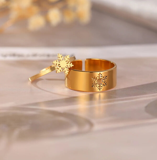 Stylish Snowflake Adjustable Couple Ring - Image 3