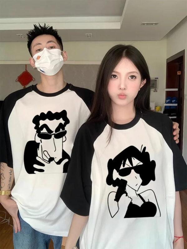 Casual Cotton Graphic Tees For Couples - Image 4