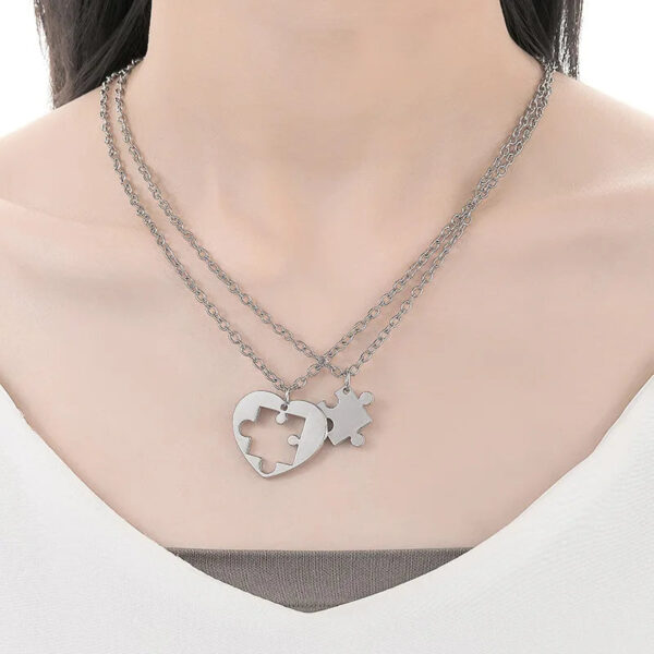 Creative Heart Stitching Necklace For Couple - Image 4