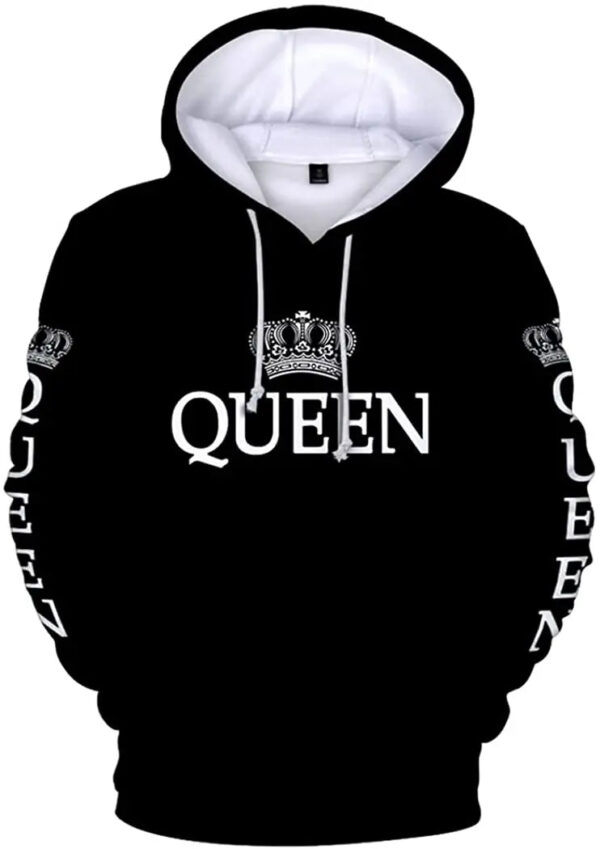 King and Queen Black Matching Couple Hoodies - Image 3