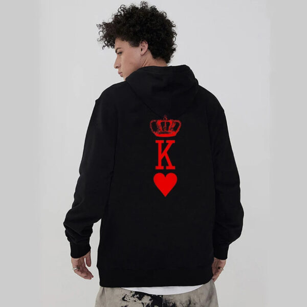 Heart And Crown Printed King & Queen Matching Hoodie - Image 2