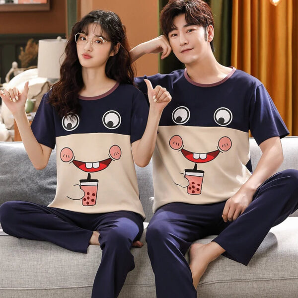 Short Sleeve Pajamas Cartoon Couple Suit - Image 5