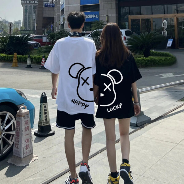 Interesting Cartoon Printed Couple T-Shirt