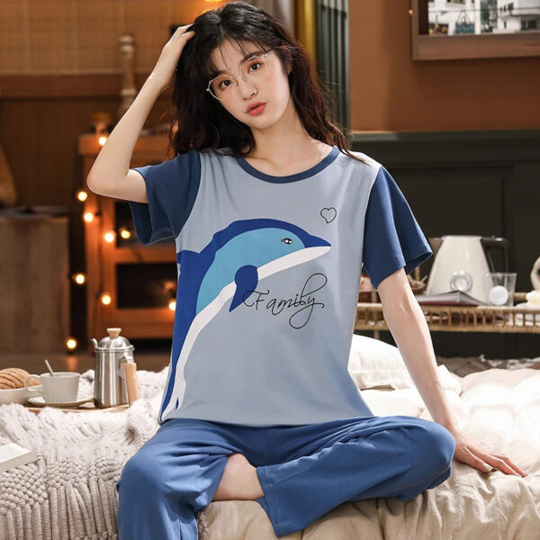 Short Sleeve Pajamas Cartoon Couple Suit - Image 14