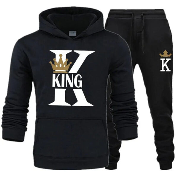 King & Queen Print Hooded Couple Set - Image 5