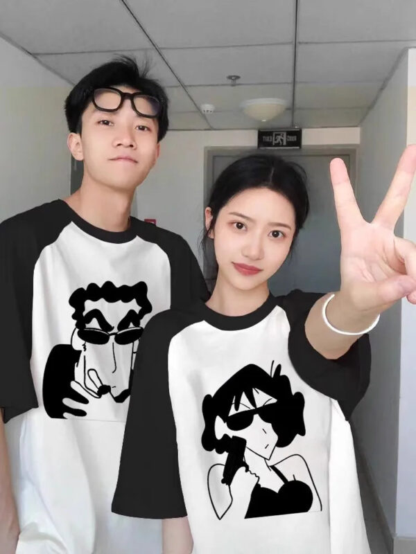 Casual Cotton Graphic Tees For Couples