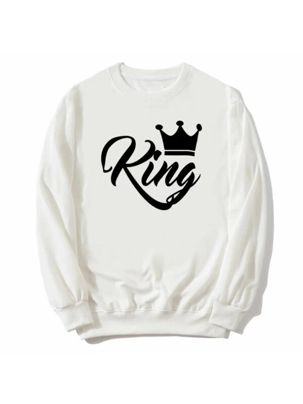 New Style King Queen Crown Printed Couple Hoodies - Image 8