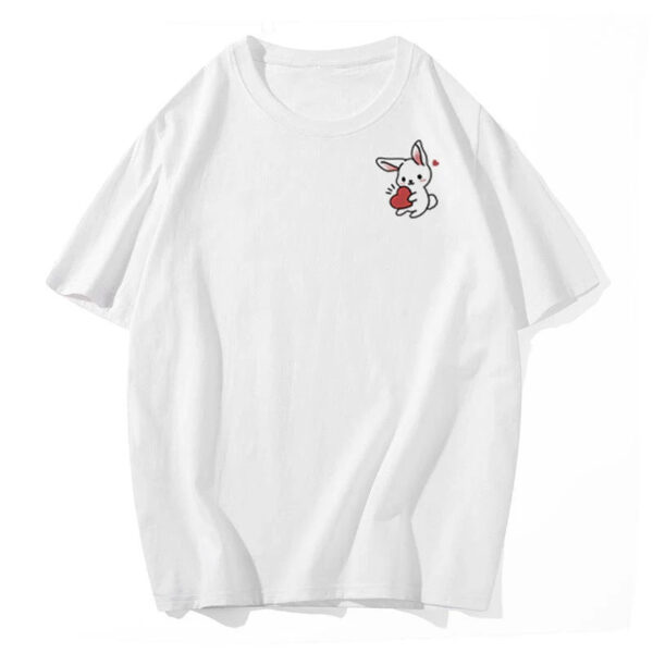 Rabbit Printed Cartoon Couple T-Shirt For Couple - Image 7