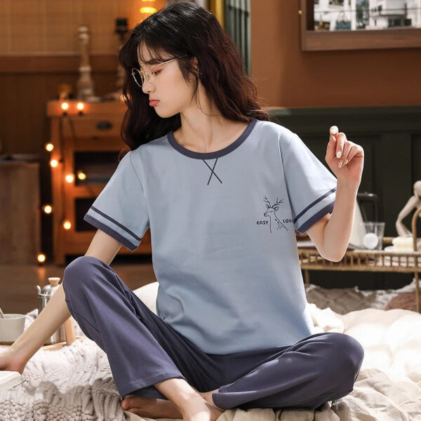 Short Sleeve Pajamas Cartoon Couple Suit - Image 12