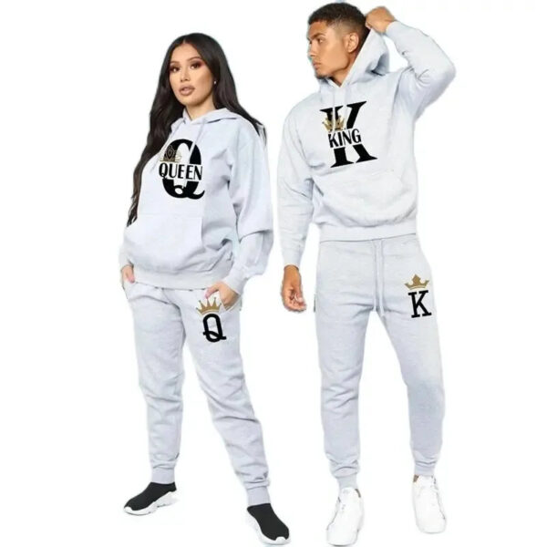 King & Queen Print Hooded Couple Set