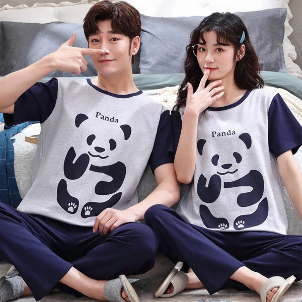 Short Sleeve Pajamas Cartoon Couple Suit - Image 3