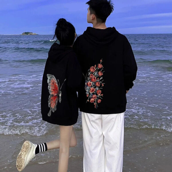 Butterfly & Rose Matching Couple Hoodie