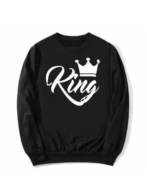 New Style King Queen Crown Printed Couple Hoodies - Image 15