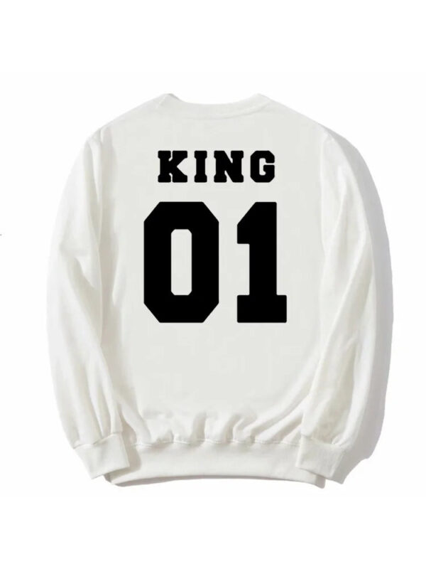 New Style King Queen Crown Printed Couple Hoodies - Image 10