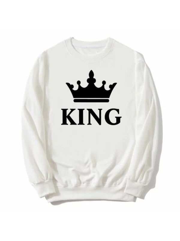 New Style King Queen Crown Printed Couple Hoodies - Image 12