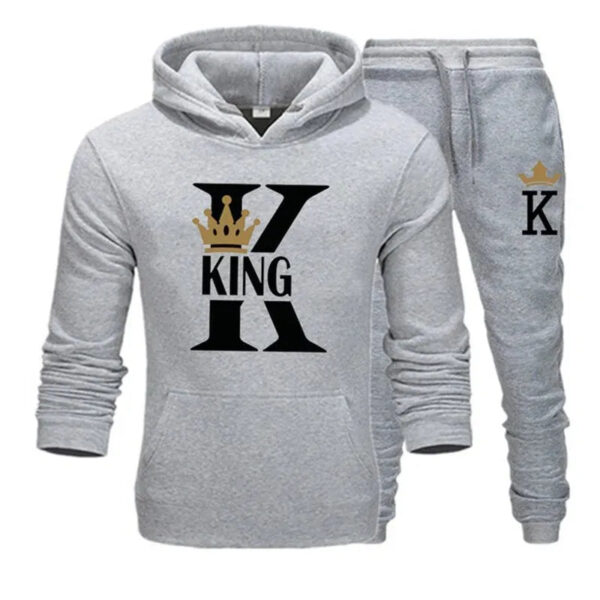 King & Queen Print Hooded Couple Set - Image 2