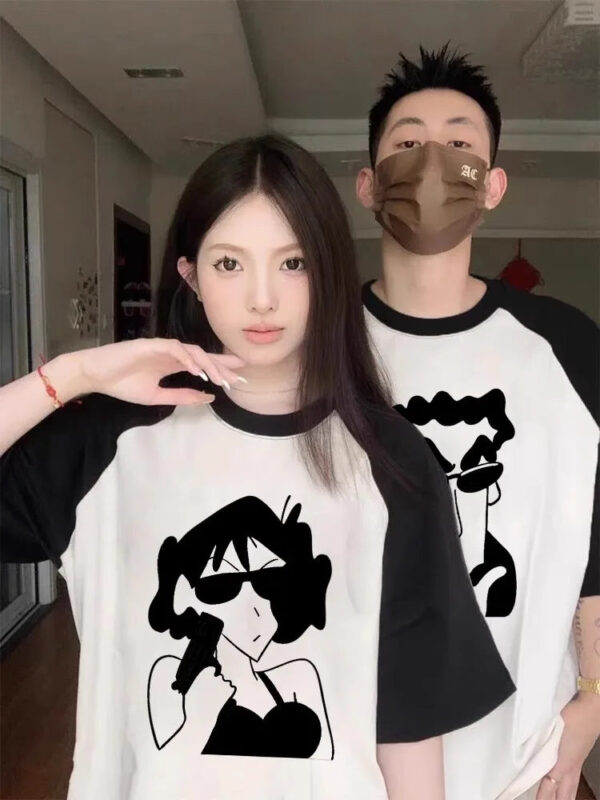 Casual Cotton Graphic Tees For Couples - Image 2