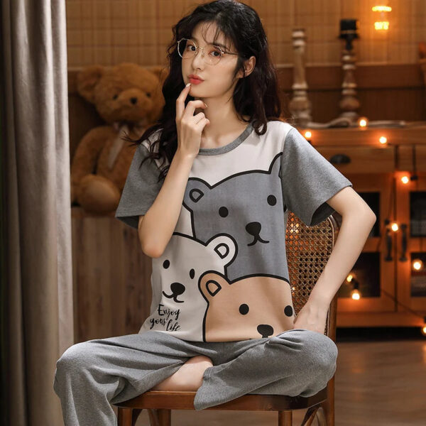 Short Sleeve Pajamas Cartoon Couple Suit - Image 16