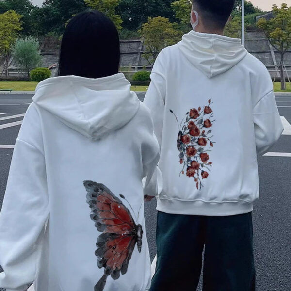 Butterfly & Rose Matching Couple Hoodie - Image 2