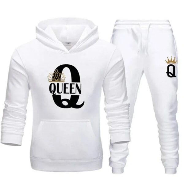 King & Queen Print Hooded Couple Set - Image 4