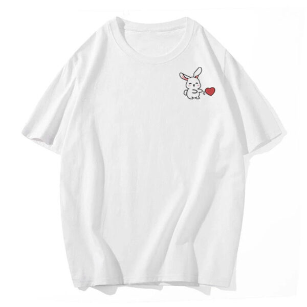 Rabbit Printed Cartoon Couple T-Shirt For Couple - Image 8