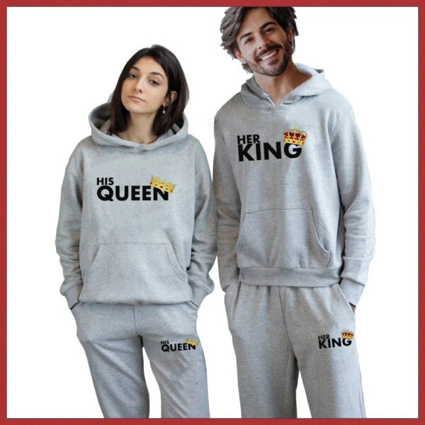 King Queen Couple Set  Matching Couple Hoodies