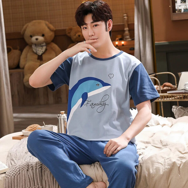 Short Sleeve Pajamas Cartoon Couple Suit - Image 13