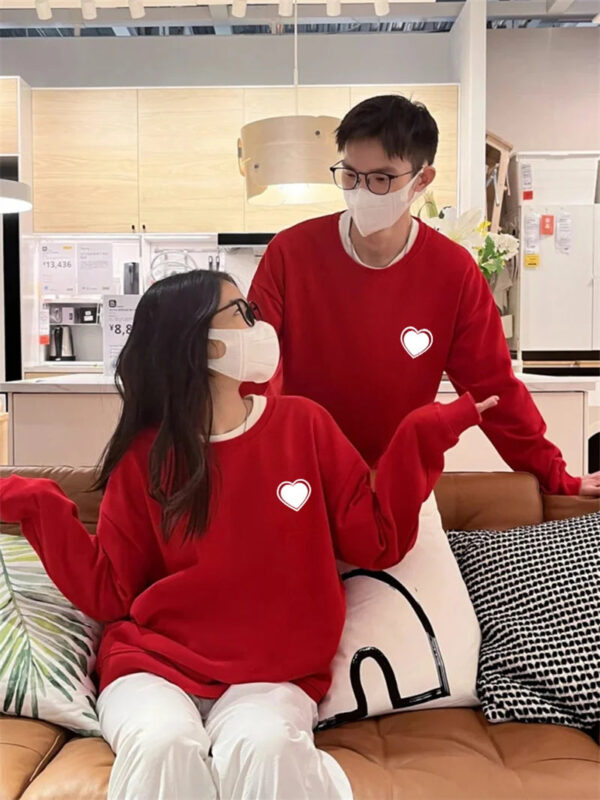 Love Heart Printed Couple Sweatshirts - Image 2