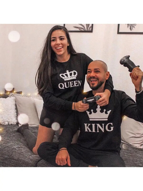 New Style King Queen Crown Printed Couple Hoodies