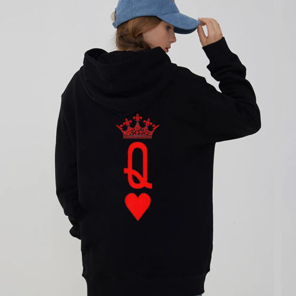 Heart And Crown Printed King & Queen Matching Hoodie - Image 3