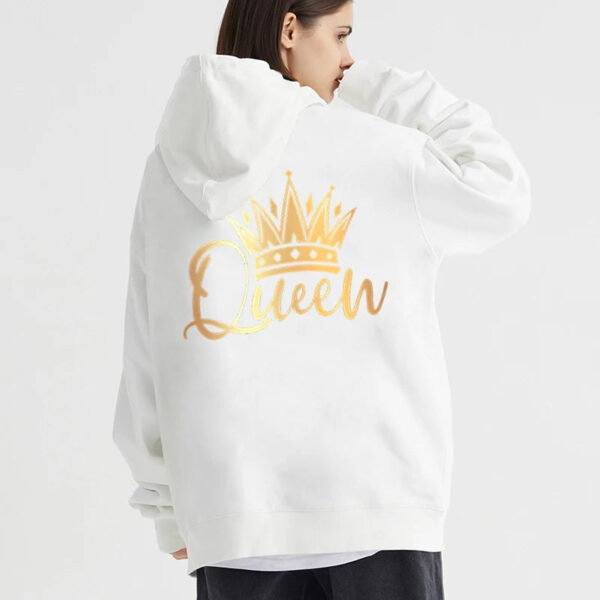 Golden Crown Print King Queen Matching Hoodie - Image 5