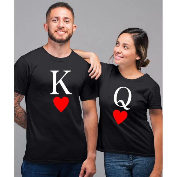 K And Q Printed Initials Casual Couple T-shirt - Image 4