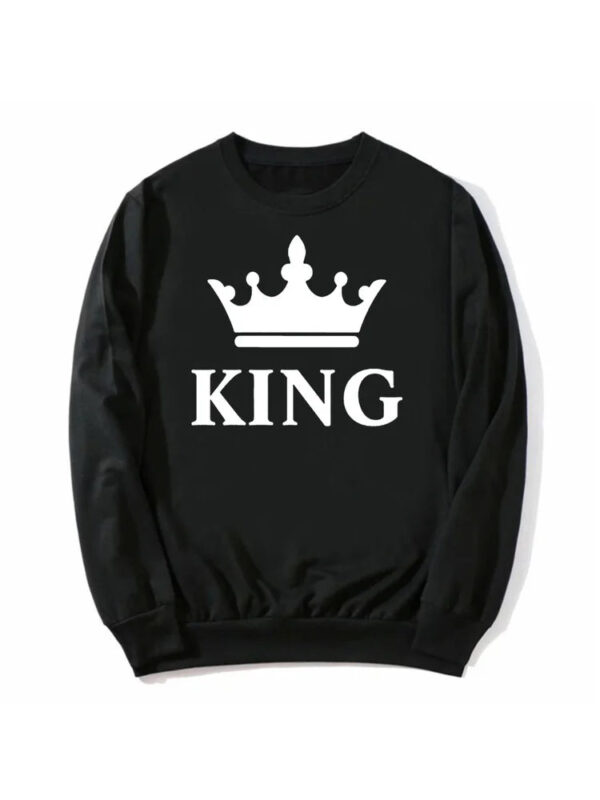 New Style King Queen Crown Printed Couple Hoodies - Image 3