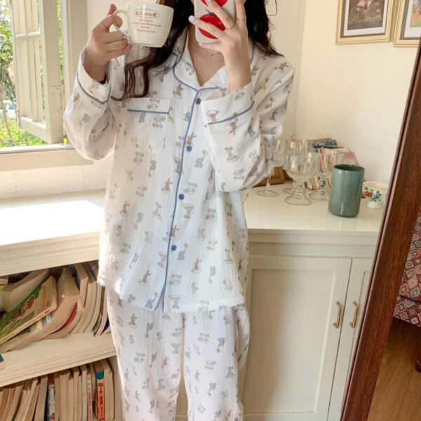 Cartoon Printed Lover Couple Pajama Set - Image 8