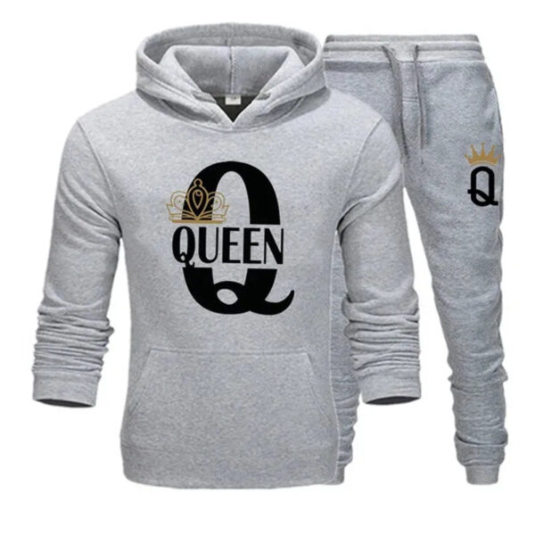 King & Queen Print Hooded Couple Set - Image 7