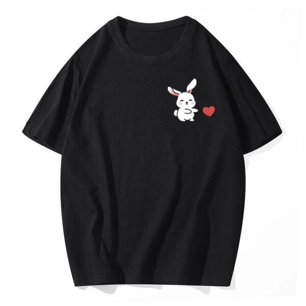 Rabbit Printed Cartoon Couple T-Shirt For Couple - Image 10