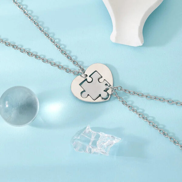 Creative Heart Stitching Necklace For Couple - Image 3