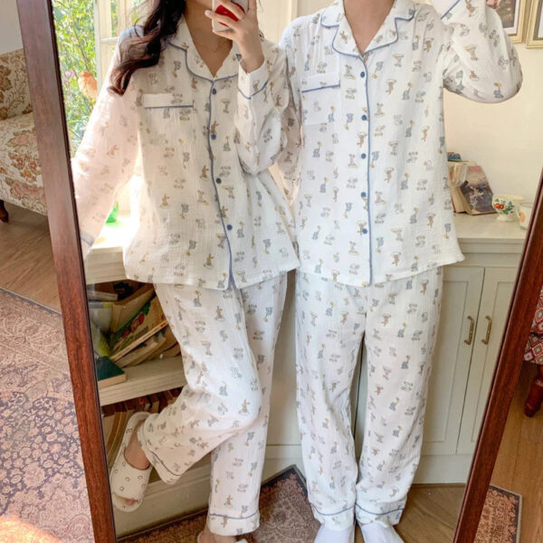 Cartoon Printed Lover Couple Pajama Set