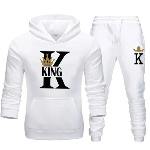 King & Queen Print Hooded Couple Set - Image 3