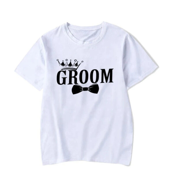 Groom Bride Crown Graphic T Shirts for Couples - Image 3